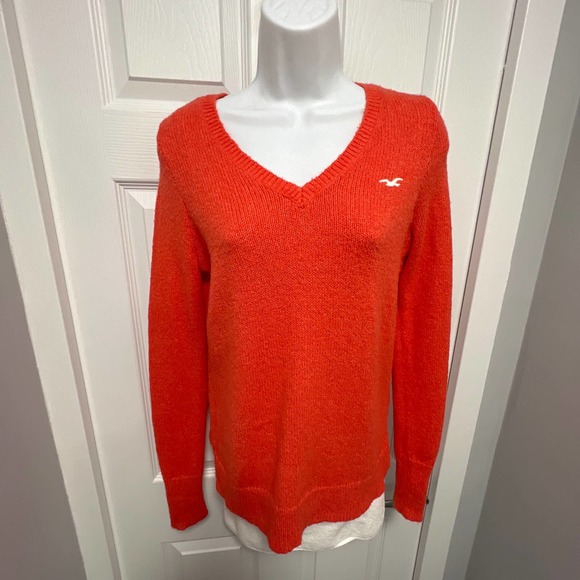 weater Hollister size  S  ORANGE V neck - Picture 1 of 8